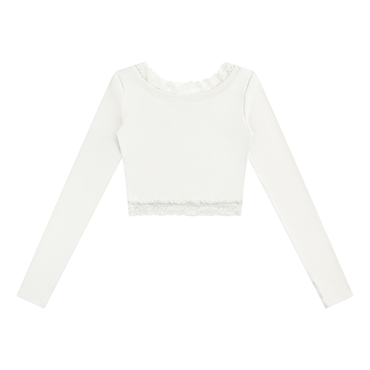 Women's Lace Trim Long Sleeve T-Shirt