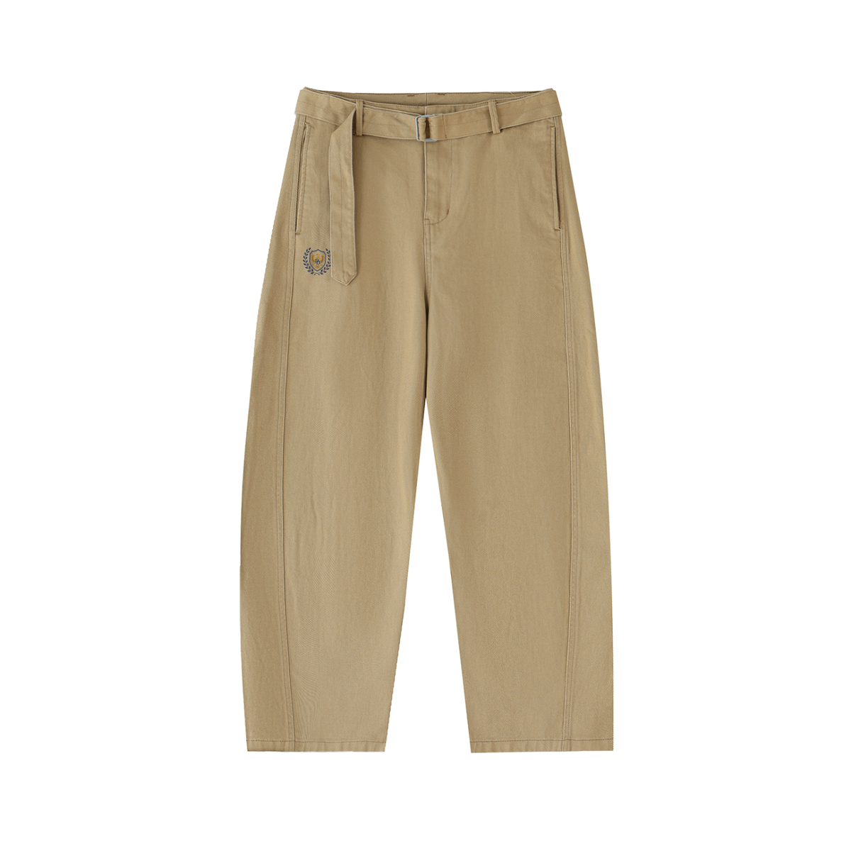 Belted Barrel-leg Chino Pants