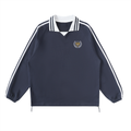 Contrast Striped Lapel Collar Sweatshirt
