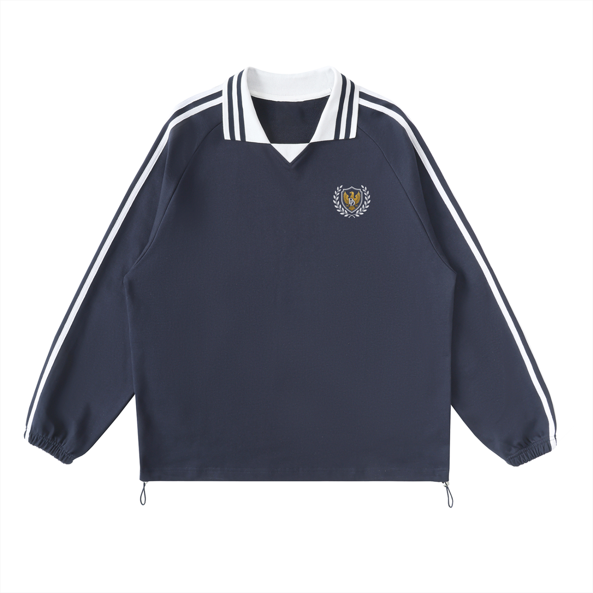 Contrast Striped Lapel Collar Sweatshirt