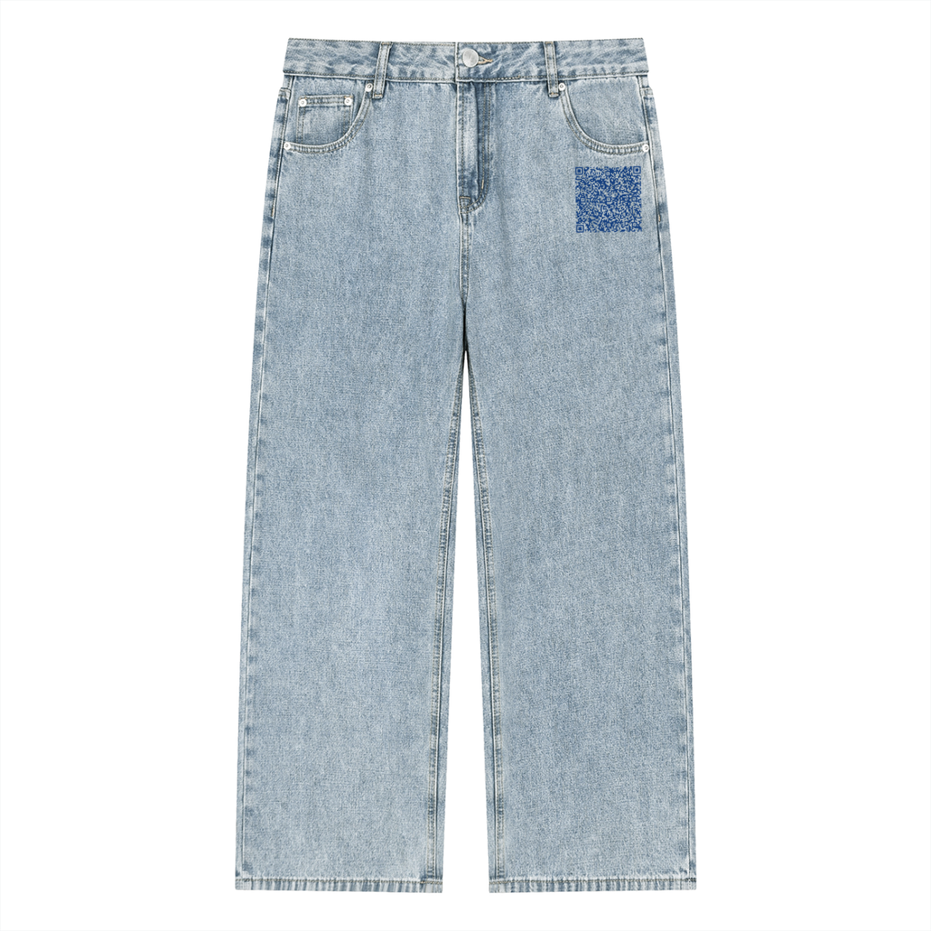 Unisex Vintage Wash Straight Leg Jeans